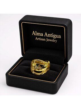 King Arthur Spoon Ring | Gold Electroplated Vintage Silverware | Size 6.75